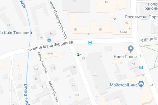 Схема рекламной плоскости по адресу Малевича Казимира вул. (Боженка вул.), 23