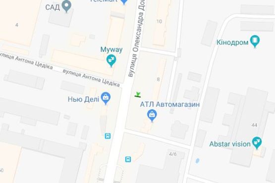 Схема рекламной плоскости по адресу Довженка вул., №8