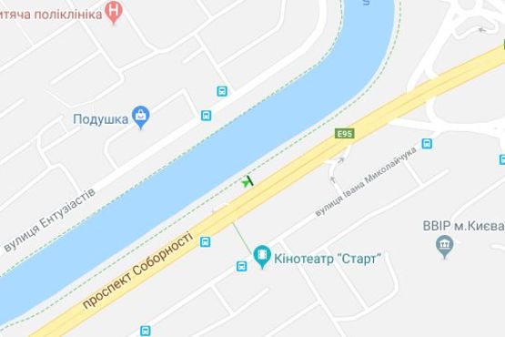 Схема рекламної площини за адресою Соборності просп. (Возз`єднання просп.), (Возз`єднання) (в направл. Ленинградской пл.)