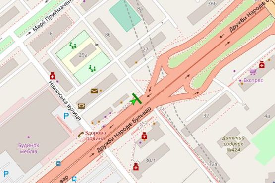 Схема рекламной плоскости по адресу Дружби народів бульв., , 25 Схема рекламной плоскости по адресу Дружби народів бульв., , 25