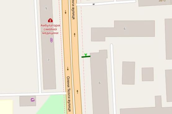 Схема рекламной плоскости по адресу Теліги Олени вул., 6