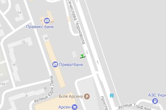 Схема рекламної площини за адресою Вячеслава Чорновола просп., 95 (призма) Схема рекламної площини за адресою Вячеслава Чорновола просп., 95 (призма)