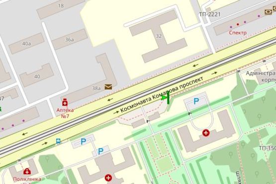 Схема рекламной плоскости по адресу Космонавта Комарова просп., 3