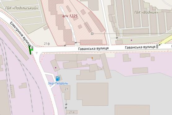 Схема рекламной плоскости по адресу Електриків вул., 21 напроти