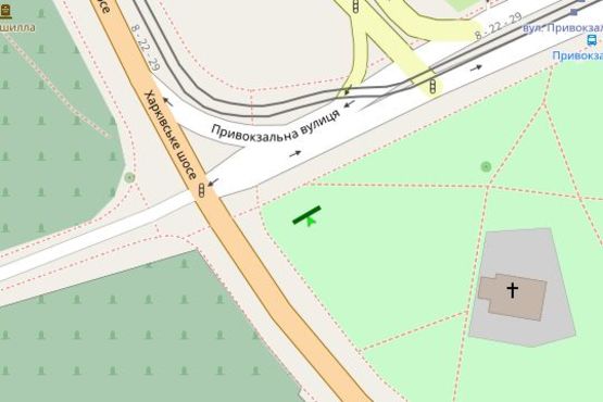 Схема рекламной плоскости по адресу Харківське шосе - Привокзальна вул.