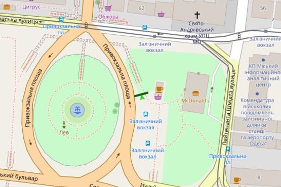 Схема рекламной плоскости по адресу Привокзальна пл., 3 (2,23х3,06)
