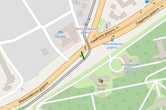 Схема рекламної площини за адресою Миколаївська дорога (сан. «Молода Гвардія»)