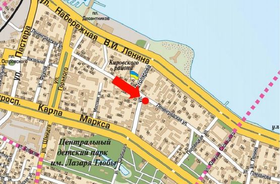 Схема рекламной плоскости по адресу Ярослава Мудрого ул. (бывш. Ленинградская ул.) /Столярова ул.