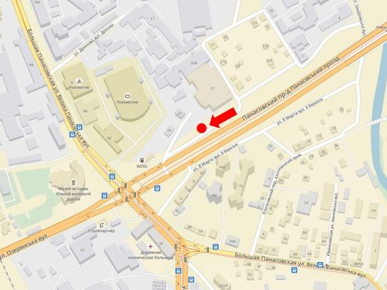 Схема рекламной плоскости по адресу Новый мост / Панасовский проезд, в сторону Южного вокзала