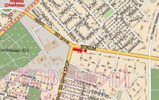Схема рекламной плоскости по адресу Юбилейный пр. (бывш. 50 лет ВЛКСМ пр.), 34, флажок, со стороны рынка "Барабашово"