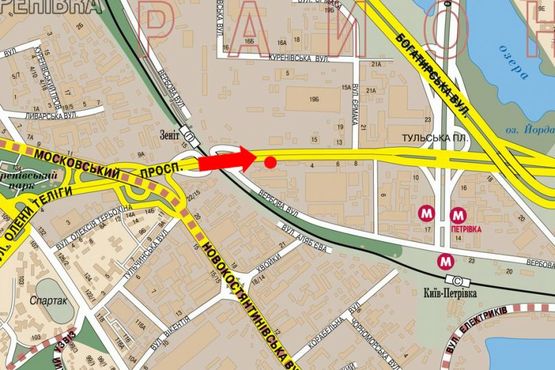 Схема рекламной плоскости по адресу Бандеры пр. (бывш. Московский пр.), 2, напротив "Фоксмарта", "Ашан", из центра