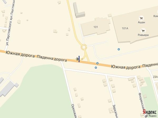 Схема рекламной плоскости по адресу Одесса - Южный 17+300 Б