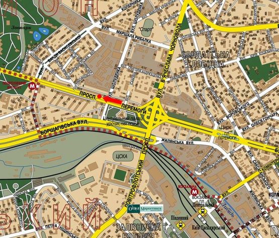 Схема рекламной плоскости по адресу Победы пр., 20 / Шолуденка ул., из центра