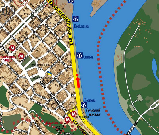 Схема рекламной плоскости по адресу Набережно-Крещатицкая ул., 18