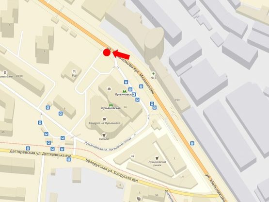 Схема рекламной плоскости по адресу Мельникова ул., 3, ст. м. Лукьяновская, возле "McDonald's", в сторону Герцена ул.