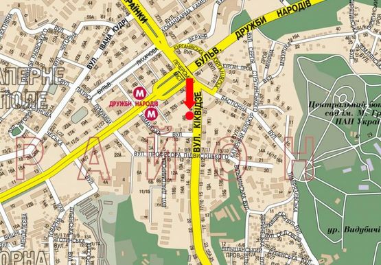 Схема рекламной плоскости по адресу Бойчука ул. (бывш. Киквидзе ул.), 4Б, со стороны Украинки бул.