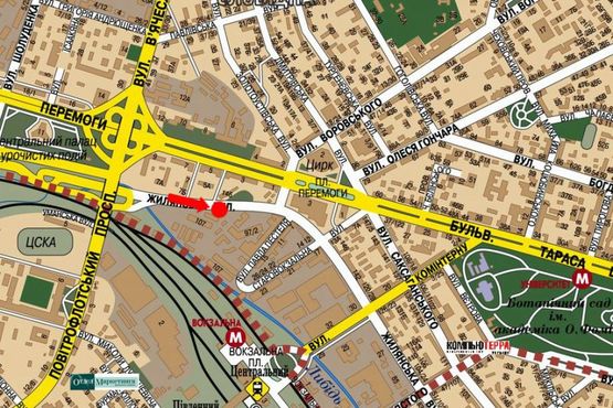 Схема рекламної площини за адресою Жилянская ул., 97, в центр