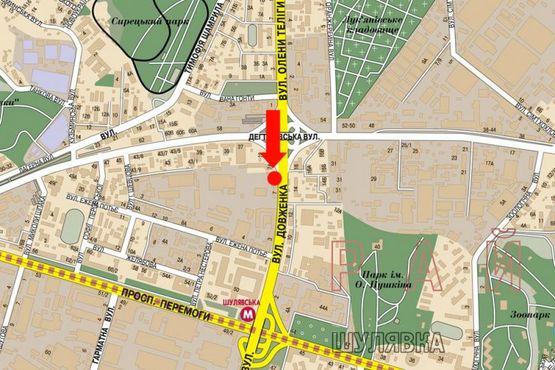 Схема рекламной плоскости по адресу Довженко ул., 7-А, в сторону ст. м. "Шулявская"