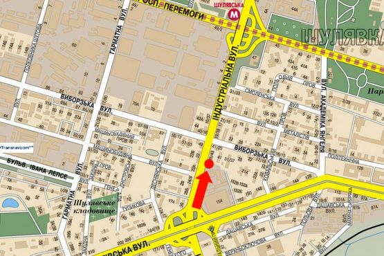 Схема рекламної площини за адресою Гетьмана ул., 25, возле ТРЦ "Мармелад", в сторону ст. м. "Шулявская"
