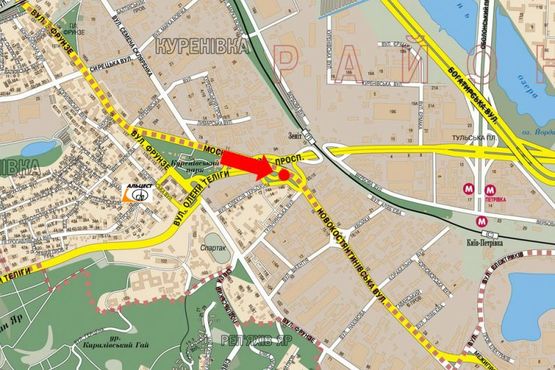 Схема рекламной плоскости по адресу Новоконстантиновская ул., в сторону Подола, съезд на Бандеры пр. (бывш. Московский пр.)