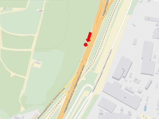 Схема рекламної площини за адресою Надднепрянское шоссе, 150м. до Железнодорожного шоссе , из центра