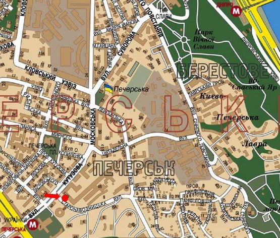 Схема рекламної площини за адресою Старонаводницкая ул., 1/45, в сторону Героев ВОВ пл. Схема рекламної площини за адресою Старонаводницкая ул., 1/45, в сторону Героев ВОВ пл.