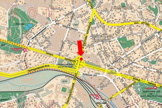 Схема рекламной плоскости по адресу Черновола ул. / Победы пр., 12, Воздухофлотский мост в сторону Воздухофлотский пр.