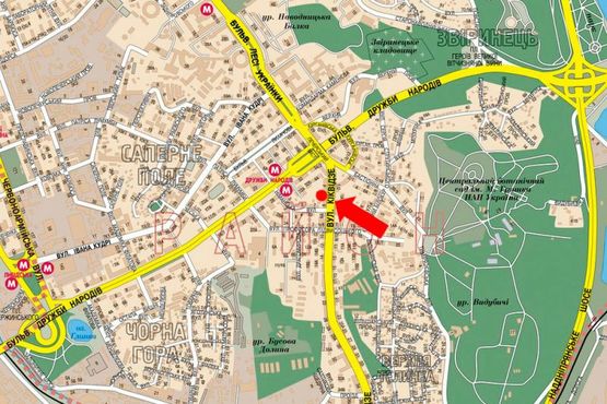 Схема рекламной плоскости по адресу Бойчука ул. (бывш. Киквидзе ул.), 4Б, в сторону Украинки бул.