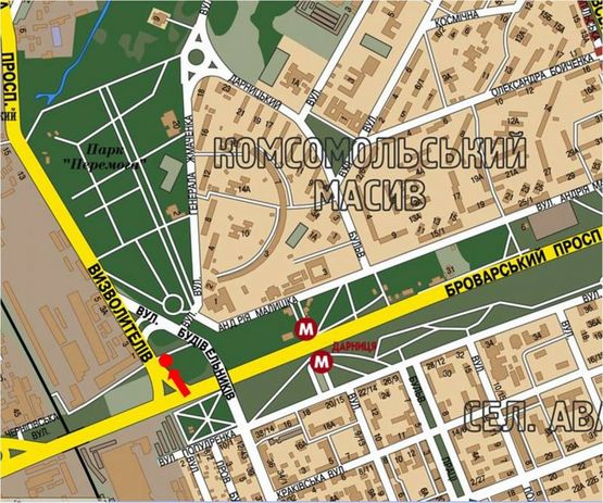 Схема рекламной плоскости по адресу Освободителей пр. / Броварской пр., в сторону Перова бул.