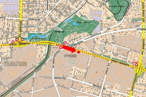 Схема рекламной плоскости по адресу Победы пр., 55/ 2, в сторону Победы пл.