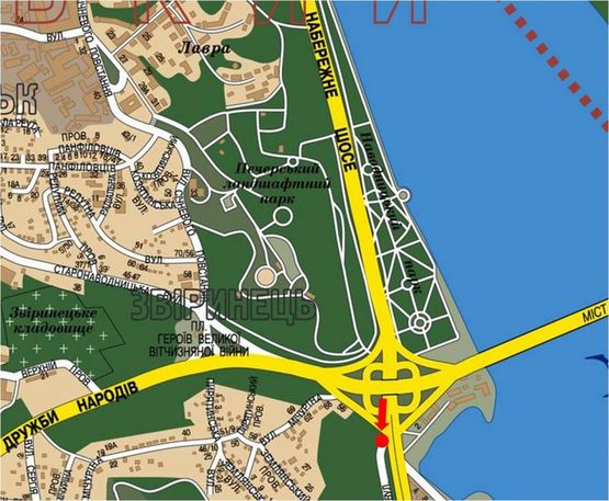 Схема рекламної площини за адресою Надднепрянское шоссе, заезд на мост Дарницкий , из центра Схема рекламної площини за адресою Надднепрянское шоссе, заезд на мост Дарницкий , из центра