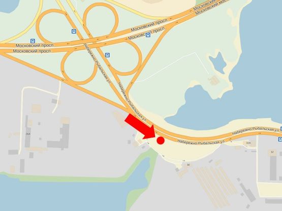 Схема рекламной плоскости по адресу Набережно-Рыбальская ул., 420м от Бандеры пр. (бывш. Московский пр.), в сторону Электриков ул.