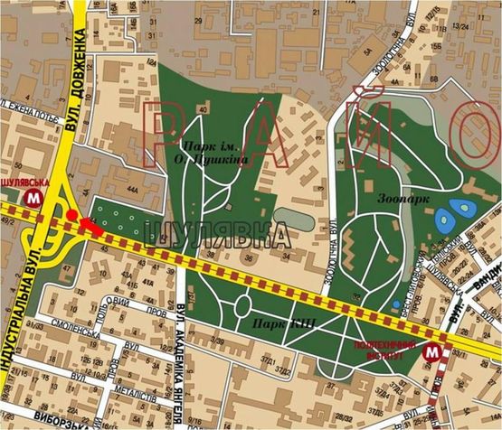 Схема рекламной плоскости по адресу Победы пр., поворот на Телиги ул. (ст. м. "Шулявская"), из центра