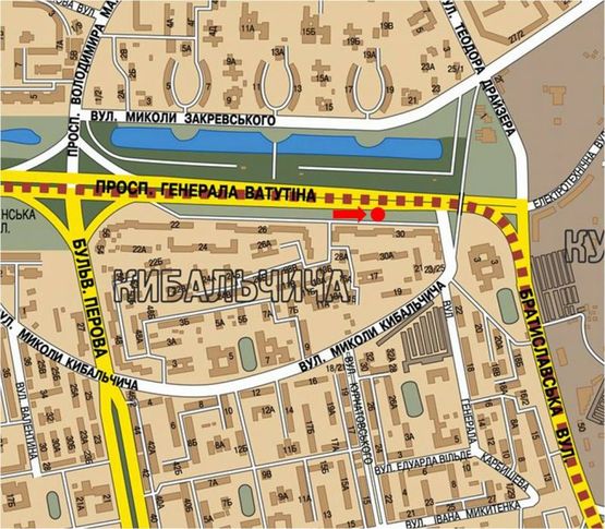 Схема рекламной плоскости по адресу Ватутина пр., 30, в сторону рынка "ж/ м "Троещина"", Братиславская ул. Схема рекламной плоскости по адресу Ватутина пр., 30, в сторону рынка "ж/ м "Троещина"", Братиславская ул.