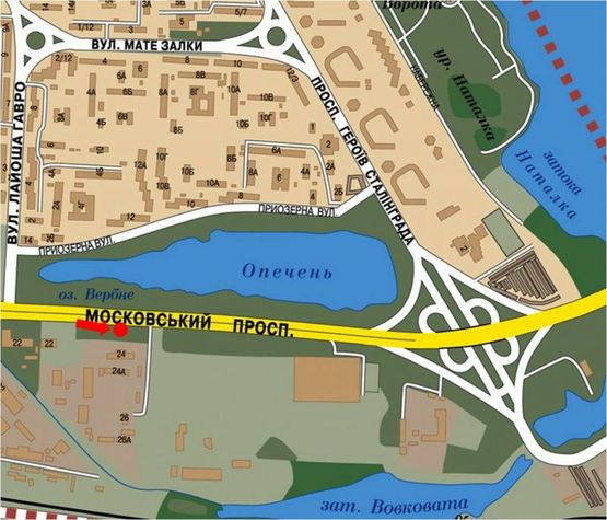 Схема рекламной плоскости по адресу Бандеры пр. (бывш. Московский пр.), заезд в ТЦ "METRO"