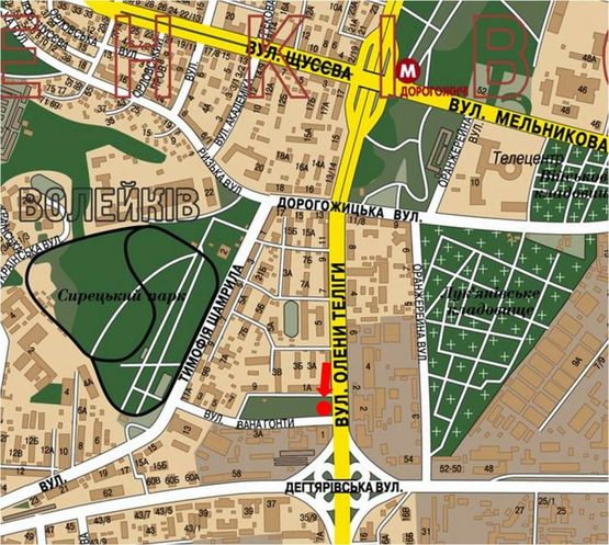 Схема рекламної площини за адресою Телиги ул., 200м. от Гонты ул., напротив, в сторону ст. м. "Шулявская"