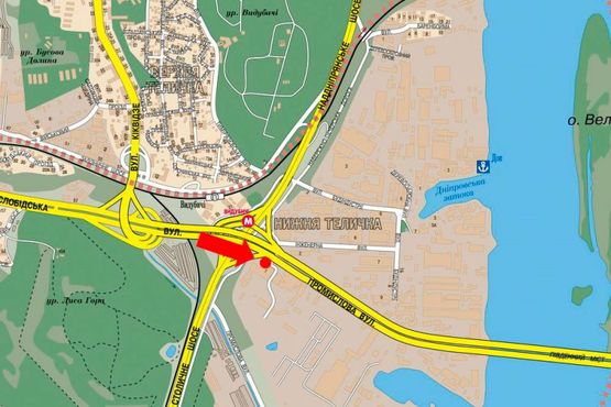 Схема рекламной плоскости по адресу Промышленная ул., мост Южный , в сторону ст. м. "Славутич"