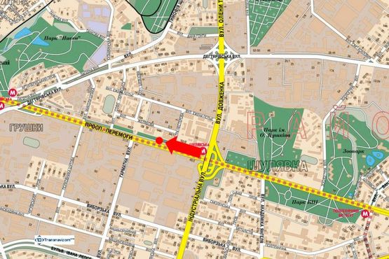 Схема рекламной плоскости по адресу Победы пр., 52/2, ст. м. "Шулявская", из центра