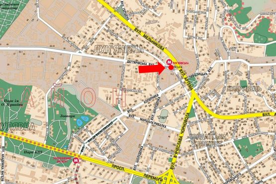 Схема рекламной плоскости по адресу Лукьяновская пл., рынок "Лукьяновский", супермаркет "Сильпо", ТРЦ "Квадрат", в сторону Сечевых Стрельцов ул. (бывш. Артема ул.)