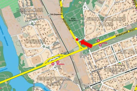 Схема рекламной плоскости по адресу Освободителей пр. / Строителей ул., в сторону Перова бул.
