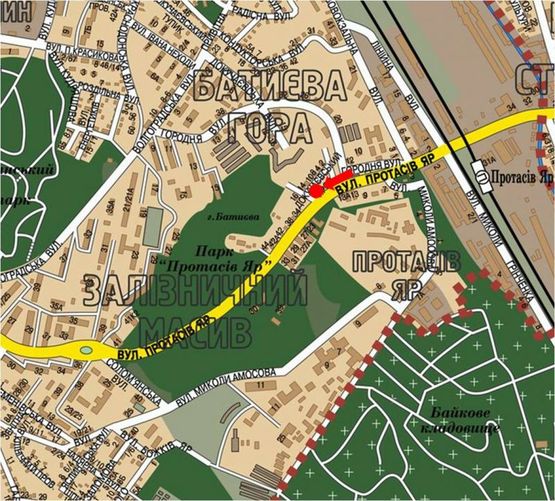 Схема рекламної площини за адресою Протасов Яр ул., 14, в сторону Соломенская ул.