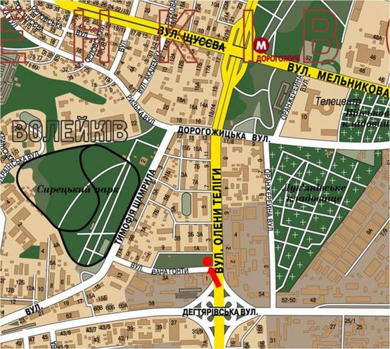 Схема рекламной плоскости по адресу Телиги ул. / Гонты ул., в сторону ст. м. "Дорогожичи"