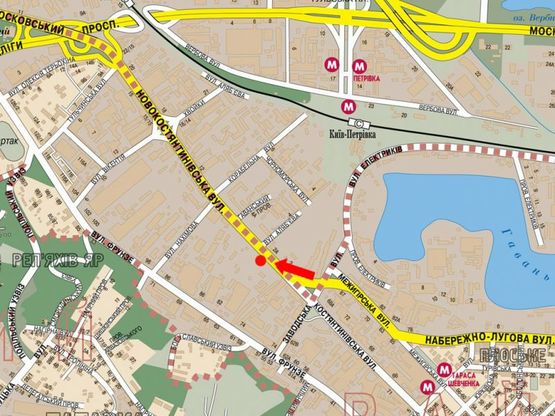 Схема рекламной плоскости по адресу Новоконстантиновская ул., 1, в сторону Петровки