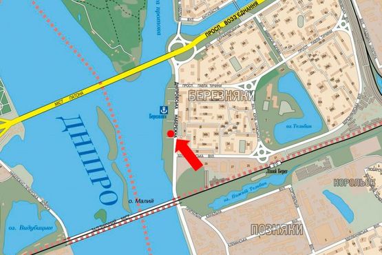 Схема рекламної площини за адресою Днепровская Набережная, 9А, в сторону Соборности пр. (бывш. Воссоединения пр.)