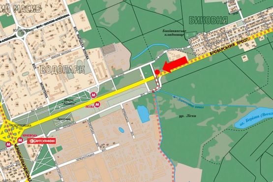 Схема рекламної площини за адресою Броварской пр. / Попудренка ул., возле "Leroy Merlin", в центр