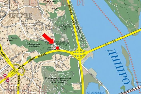 Схема рекламной плоскости по адресу Героев ВОВ пл., разделитель, в сторону Дружбы народов бул.