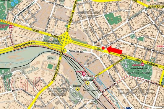 Схема рекламной плоскости по адресу Победы пл., 2 / Дмитриевская ул. / Гончара ул., напротив супермаркета "Сильпо", в сторону Бульварно-Кудрявская ул. (бывш. Воровского ул.) Схема рекламной плоскости по адресу Победы пл., 2 / Дмитриевская ул. / Гончара ул., напротив супермаркета "Сильпо", в сторону Бульварно-Кудрявская ул. (бывш. Воровского ул.)