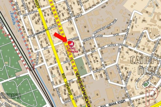 Схема рекламной плоскости по адресу Б. Васильковская ул. (бывш. Красноармейская ул.), в сторону Тверская ул., ст. м. "Палац Украина" Схема рекламной плоскости по адресу Б. Васильковская ул. (бывш. Красноармейская ул.), в сторону Тверская ул., ст. м. "Палац Украина"