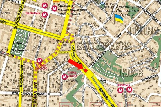 Схема рекламной плоскости по адресу Бассейная ул. - Мечникова ул., возле БЦ "Парус", в сторону Украинки бул.