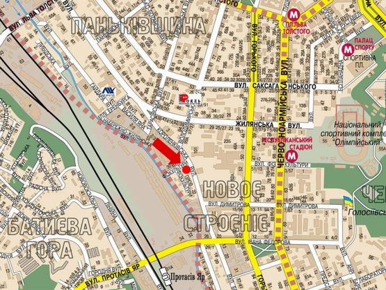 Схема рекламной плоскости по адресу Короленковская ул., 6, на светофоре, повороте на Мегамаркет и "Батерфляй" в сторону Деловая ул. (бывш. ул. Димитрова)